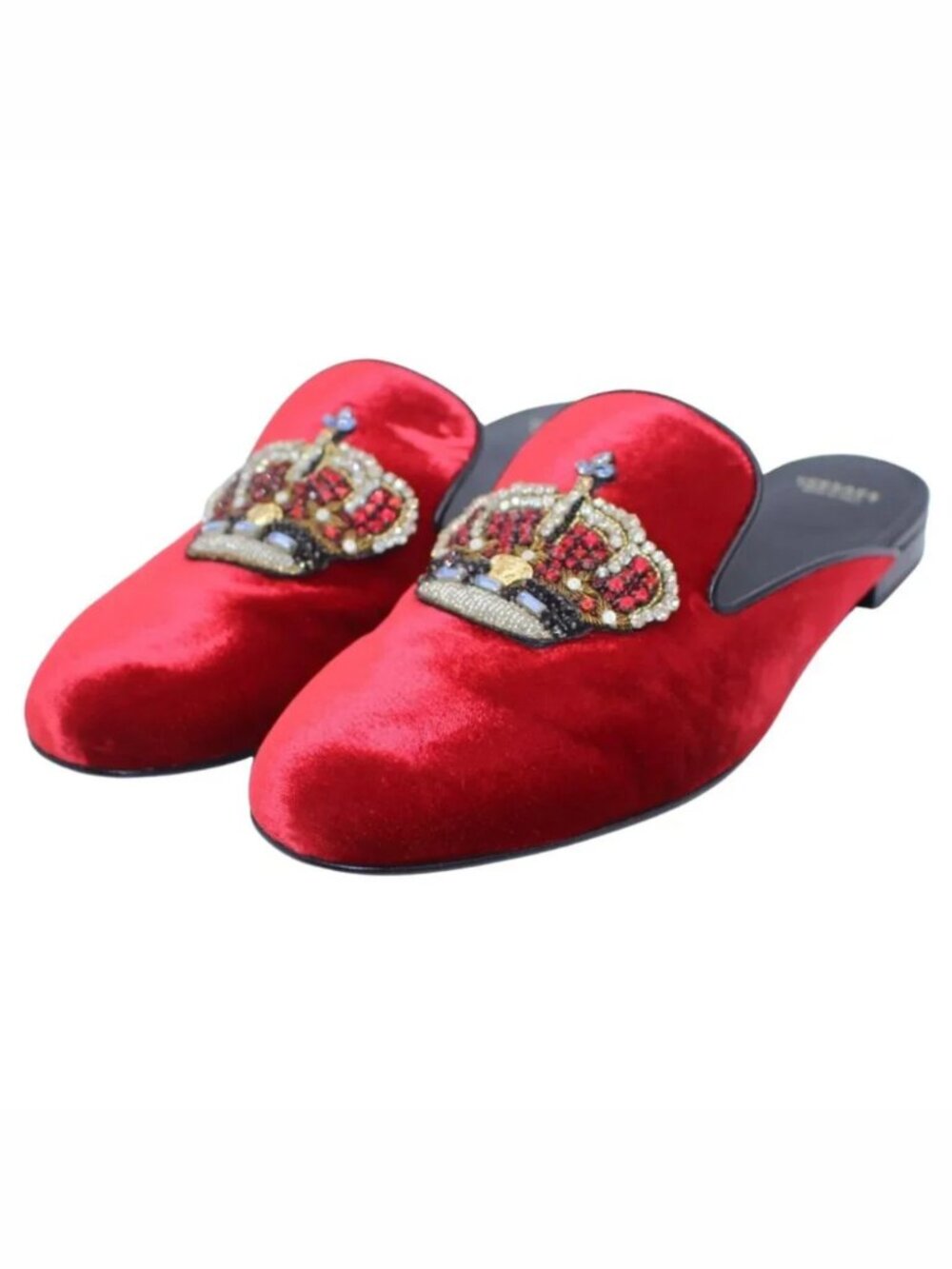 Versace Medusa Red Velvet Crown Loafer Mule Sandals. 39.5 EU / 6.5 US